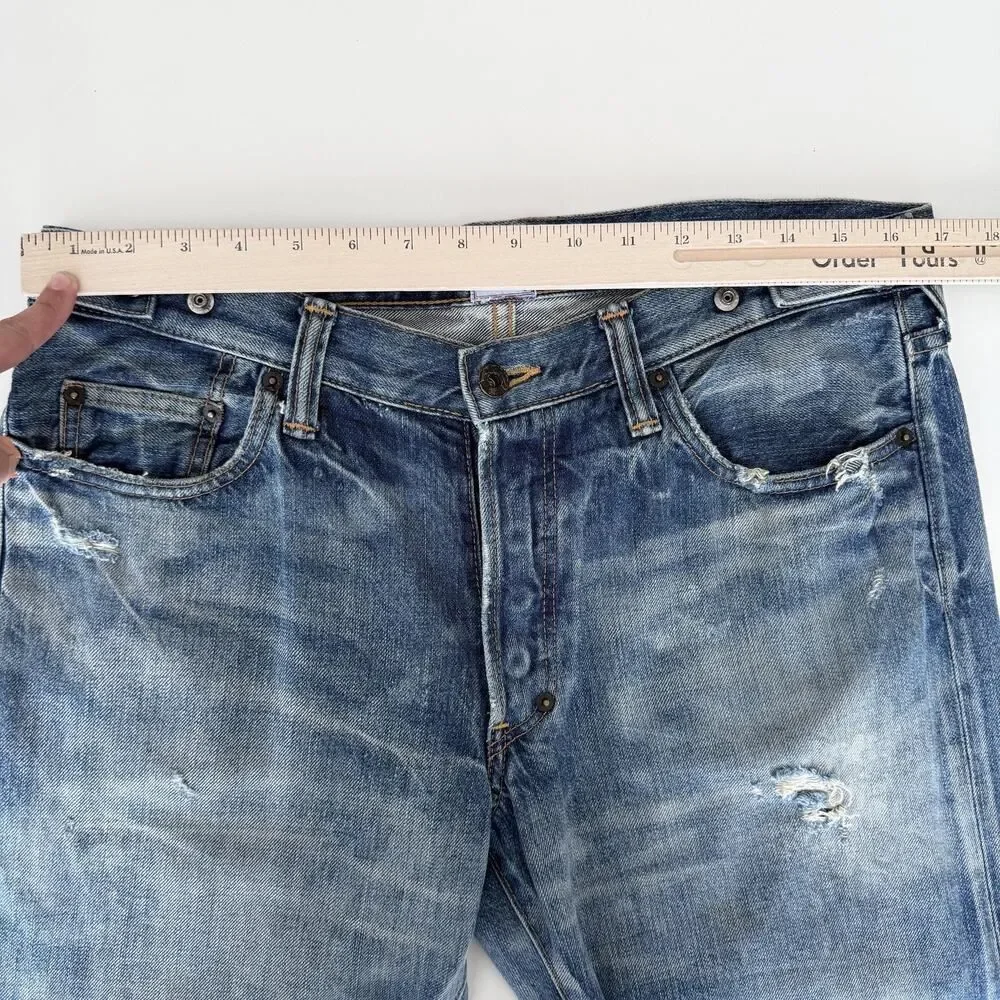 PRPS Jeans Mens 33x35 Distressed Barracuda Fade Whisker Button Fly Made In Japan